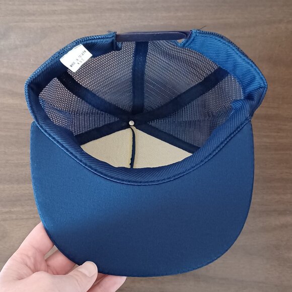 Vintage 1980s Made in Taiwan Bahamas Embroidered Blue Trucker Hat Snapback Cap - Picture 7 of 12